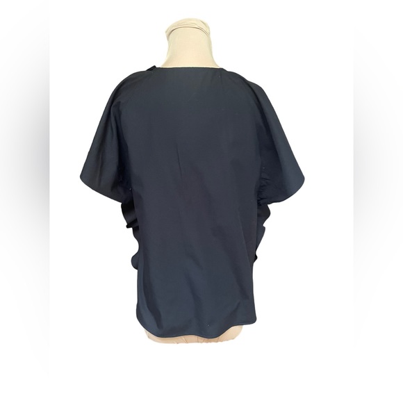 Zara black ruffled blouse size large cotton - Picture 2 of 6
